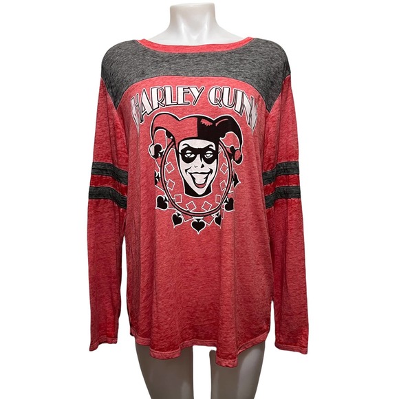 Batman Tops - Batman Harley Quinn Long Sleeve Tee by Jerry Leigh XXL